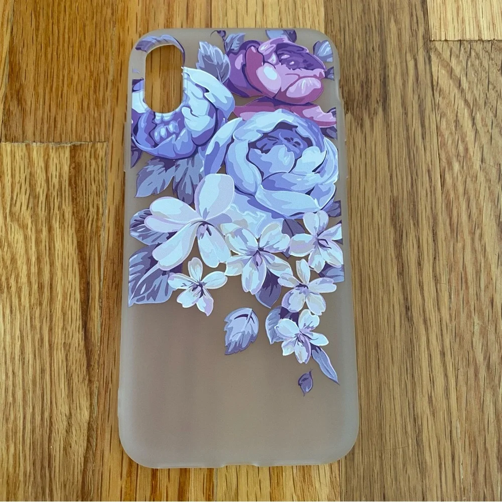 iPhone X/XS Purple Floral Phone Case Frosted Phone Cover